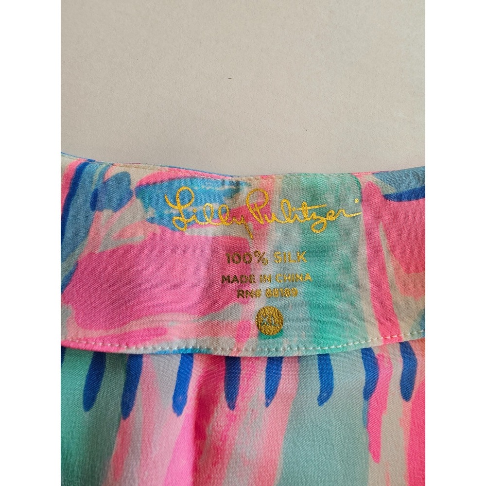 LILLY PULITZER Amelia Island Tunic Out to Sea 100% Silk Blouse Top NWT SIZE XL - Picture 8 of 14